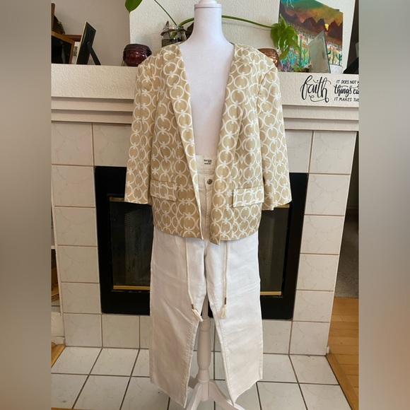 Talbots Woman Stretch Jacket, 3/4 Sleeves, Cream & White, Size 18W - Picture 12 of 12